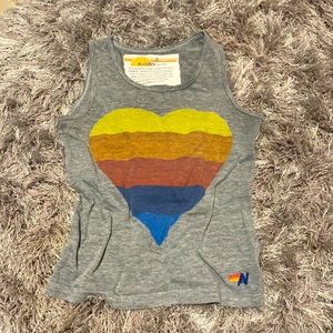 Girls kids Aviator Nation Grey Heart Tank / Size 8 Vintage